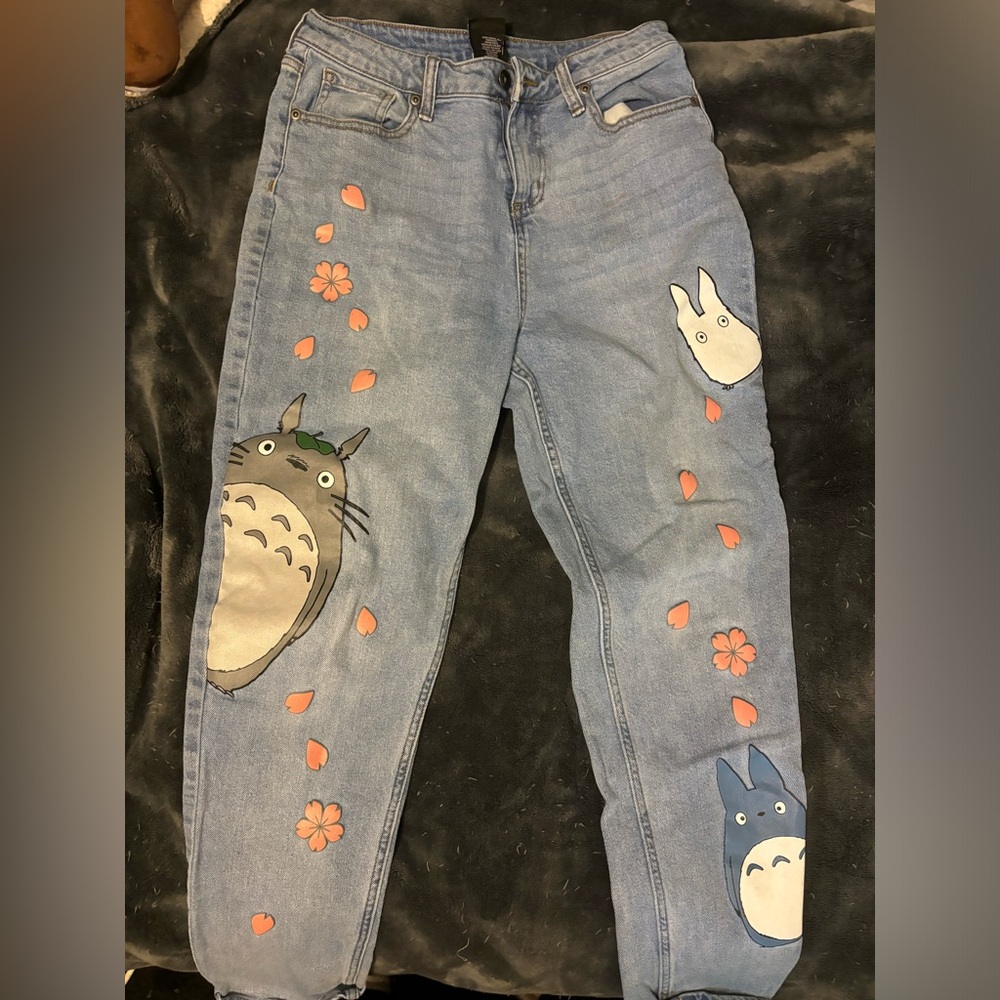 My Neighbor Totoro Hot Topic Painted Studio Ghibli Slim Fit Midi Jeans Size 5
